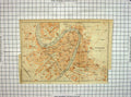 Original Old Antique Print Map Italy Street Plan Verona Fiume Dige