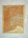 Original Old Antique Print Map Italy Alta Italia Genova Nice Savonna