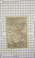 Original Old Antique Print Map Germany Plan Weimar Grosser Ettersberg