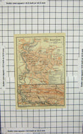 Original Old Antique Print Map Germany Street Plan Bautzen Halbau Suppa