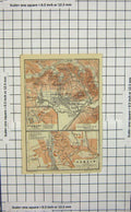 Original Old Antique Print Map Germany Street Plan Pyrmont Hameln Lowensen