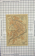 Original Old Antique Print Map Germany Street Plan Erfurt Petersberg