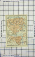 Original Old Antique Print Map Germany Street Plan Rostock Unter Warnow