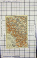 Original Old Antique Print Map Germany DetmHaustenbeck Schlangen