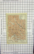 Original Old Antique Print Map Germany Street Plan Hannover Innere Stadt