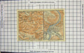 Original Old Antique Print Map Germany Bodenbach Tetschen Elbe River