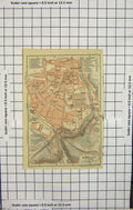 Original Old Antique Print Map Germany Street Plan Gorlitz Nelsse River