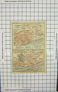 Original Old Antique Print Map Germany Street Plan Thorn Weichsel River