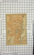 Original Old Antique Print Map Germany Street Plan Kiel Kieler Bucht