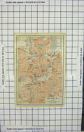 Original Old Antique Print Map Germany Street Plan Leipzig Rosental