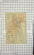 Original Old Antique Print Map Germany Street Plan Frankfurt Oder River