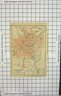 Original Old Antique Print Map Germany Street Plan Liegnitz Kalzbach River