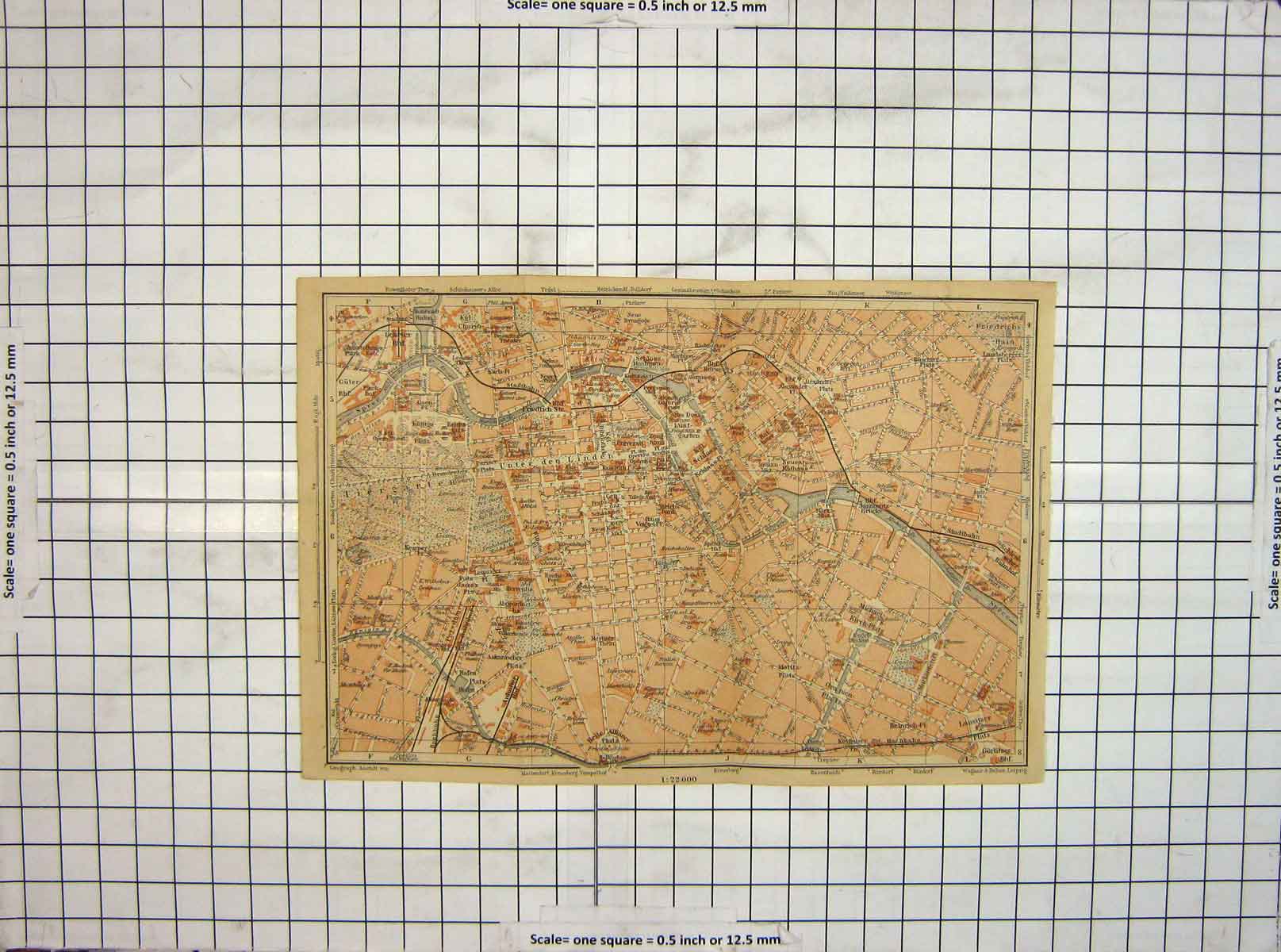 Original Old Antique Print Map Northern Germany Street Plan Spree River