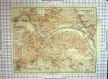 Original Old Antique Print Map Germany Street Plan Dresden River Elbe