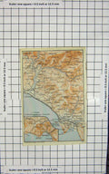 Original Old Antique Print Map Italy Sestri Moneglia Lavagna Chiavari