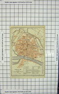 Original Old Antique Print Map Italy Street Plan Pavia Borgo Ticino River