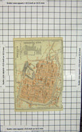 Original Old Antique Print Map Italy Street Plan Brescia Castello