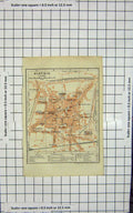 Original Old Antique Print Map Italy Street Plan Pistoia Stazione Barbara