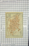 Original Old Antique Print Map Italy Street Plan Piacenza Castello Lazzaro