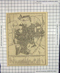 Original Old Antique Print Map Italy Street Plan Ravenna Piazza