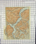 Original Old Antique Print Map Italy Intra Arona Maggiore Varese Angera