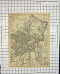 Original Old Antique Print Map Italy Street Plan Marseille France Bassin 19th