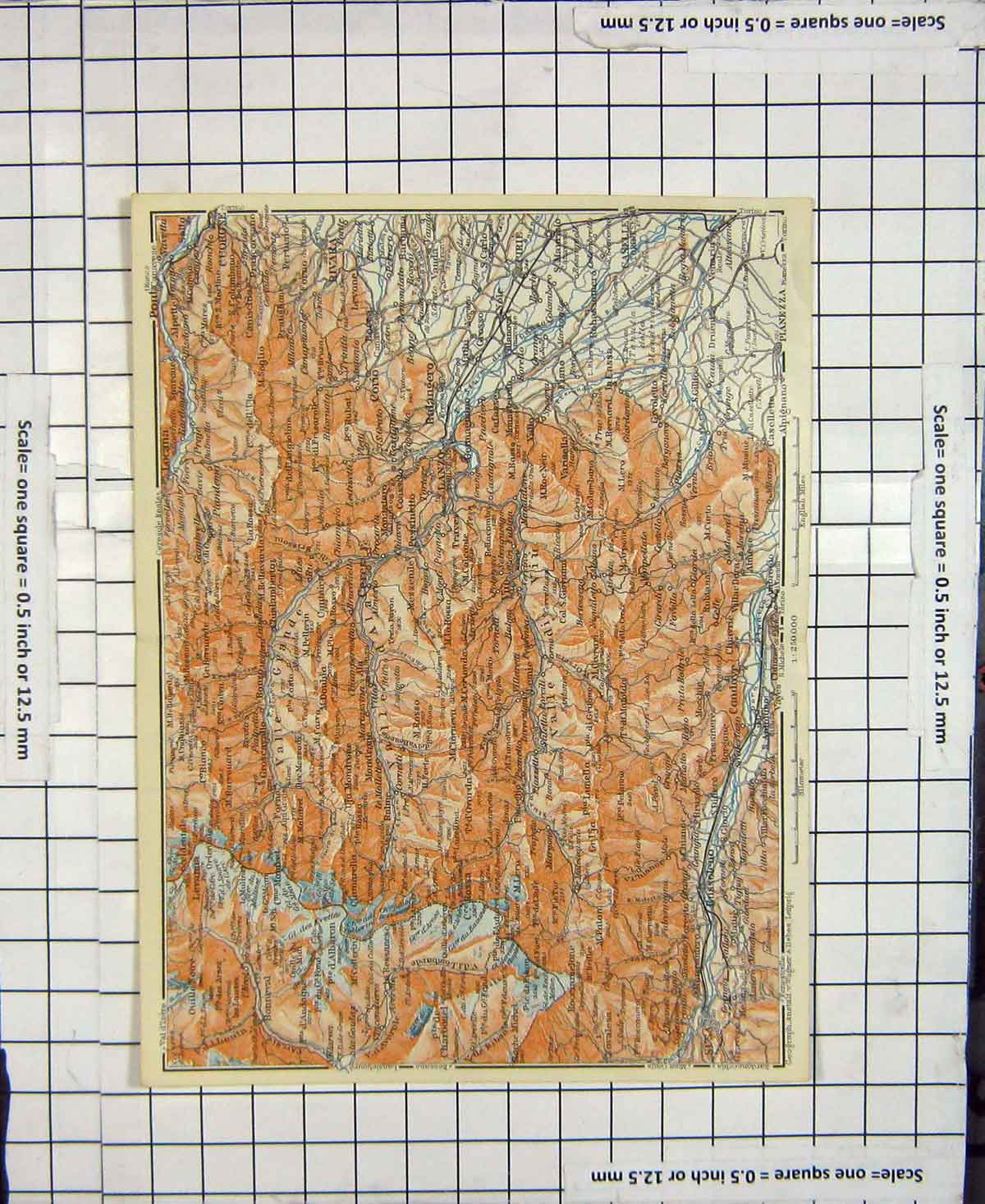 Original Old Antique Print Map Italy Balangero Lanzo Rivara Gussoleno Victorian