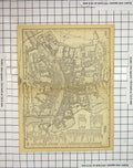 Original Old Antique Print *122 Map Italy Street Plan Pisa Fiume Arno River
