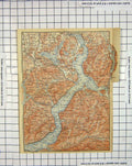 Original Old Antique Print Map Italy Anona Intra Maggiore Pallanza 20th Century