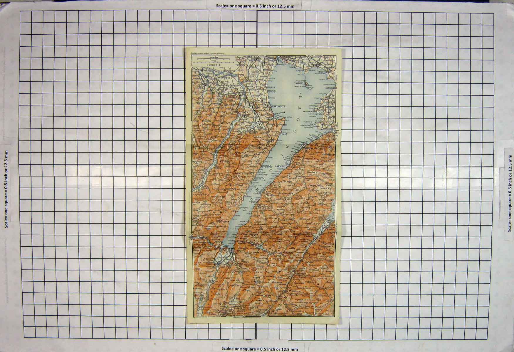 Original Old Antique Print Map Italy Riva Bardoling Gargnano Salo