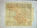 Original Old Antique Print Map Italy Street Plan Genova Bisagno Porto