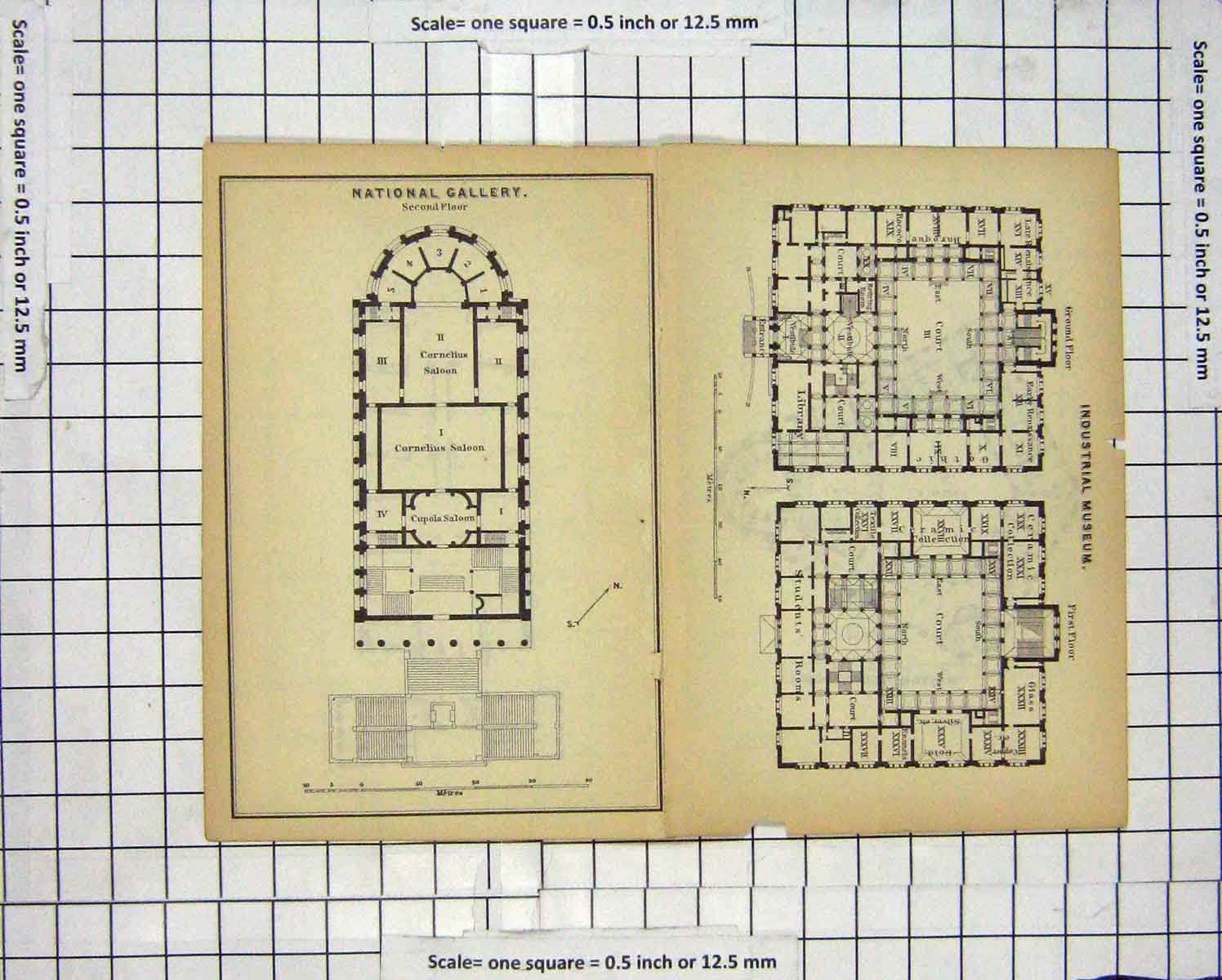 Original Old Antique Print Map Germany Ethnographical Museum Plan Gallery