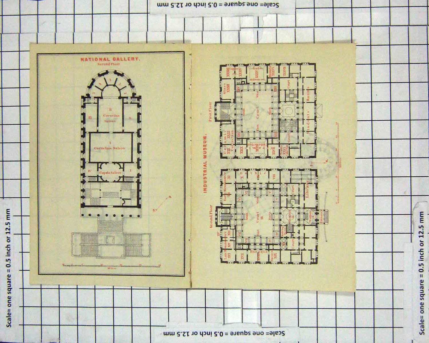 Old Antique Print Ref.85 Map Germany Ethnographical Museum Plan Gallery