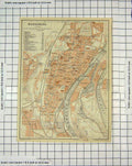 Original Old Antique Print Map Germany Street Plan Magdeburg Alte Strom