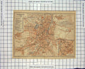 Original Old Antique Print Map Germany Street Plan Chemnitz Sonnenberg