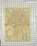 Original Old Antique Print Map Germany Street Plan Leipzig Rosenthal