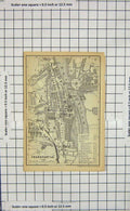 Original Old Antique Print Map Germany Street Plan Frankfurt Oder Strom