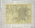 Original Old Antique Print Map Germany Street Plan Chemnitz Schloss