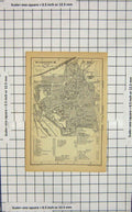 Original Old Antique Print Map Germany Plan Hildesheim Kirchen