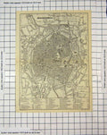 Original Old Antique Print Map Germany Street Plan Brauschweig Hildesheim