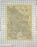 Original Old Antique Print Map Germany Street Plan Halle Umgebung Dessau 18th
