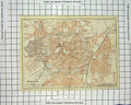 Original Old Antique Print Map Germany Street Plan Munster Schloss Garten 19th