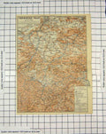 Old Antique Print Map Germany Thuringer Wald Erfurt Coburg Schwarzathal 20th
