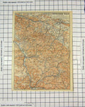 Original Old Antique Print Map Germany Thuringer Wald Gotha Liebenstein 20th