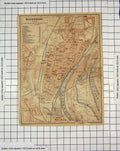 Original Old Antique Print Map Germany Street Plan Magdeburg Alte Elbe 20th