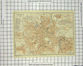 Original Old Antique Print Map Germany Plan Chemnitz Zwickau Freiberg
