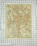 Original Old Antique Print Map Germany Street Plan Leipzig Schonefled