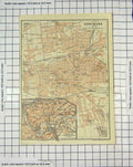 Original Old Antique Print Map Germany Street Plan Dortmund Essen Hagen