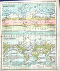 Old Print Map C1901 Climate Chart Ocean Currents Cultivation Land Surface 20th