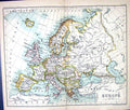 Old Map C1901 Europe British Isles France Spain Germany Russia Icelan Victorian